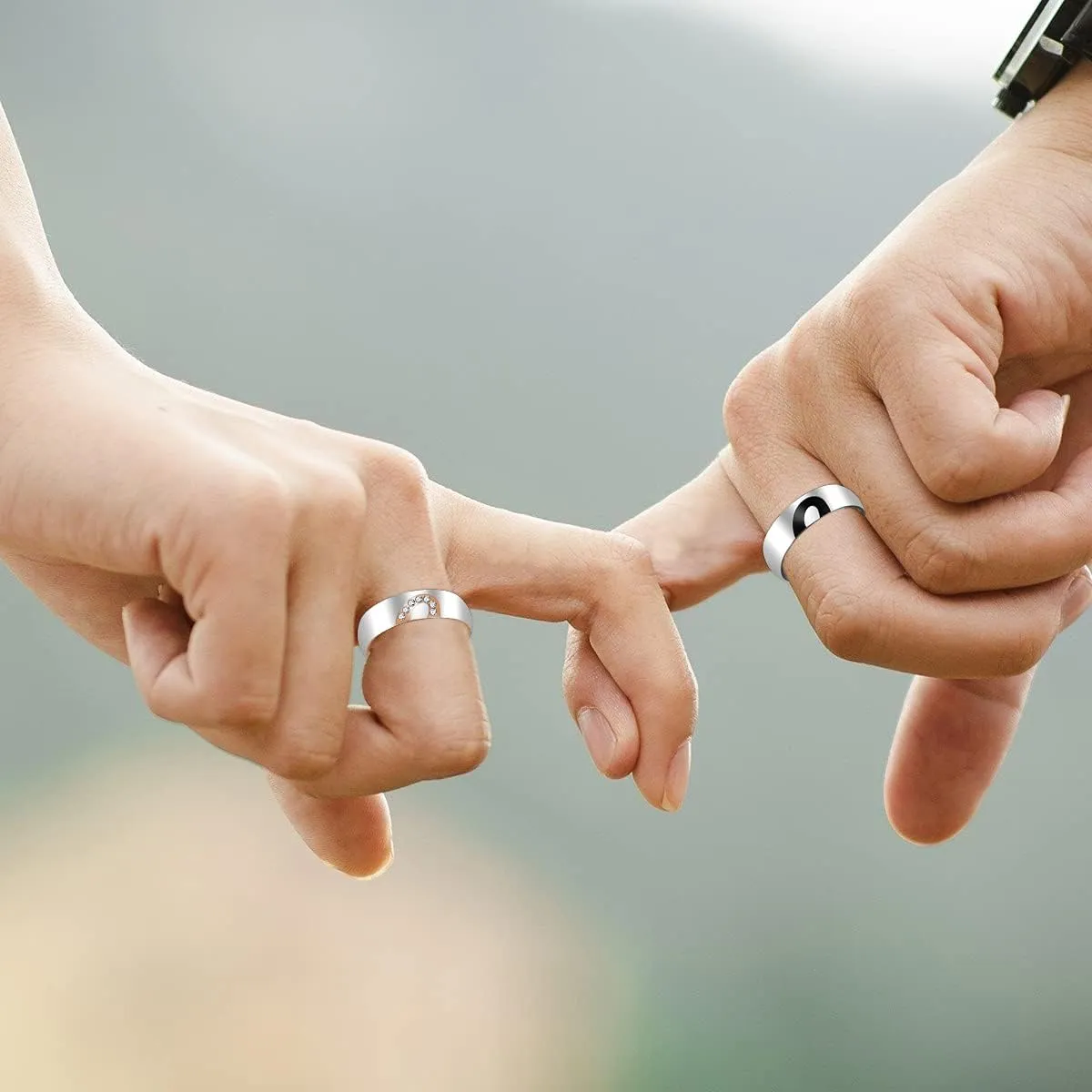 Uloveido I Love You Matching Love Heart Promise Rings for Men Women His Her Wedding Engagement Stainless Steel Rings for friend Boyfriend Y1319