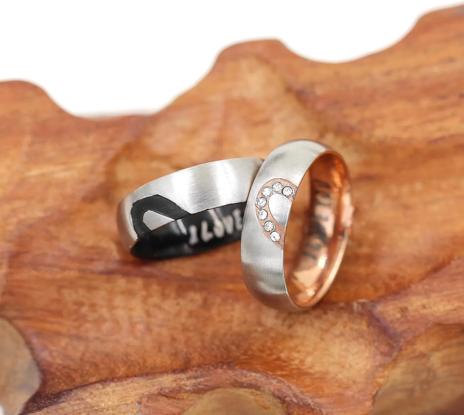 Uloveido I Love You Matching Love Heart Promise Rings for Men Women His Her Wedding Engagement Stainless Steel Rings for friend Boyfriend Y1319