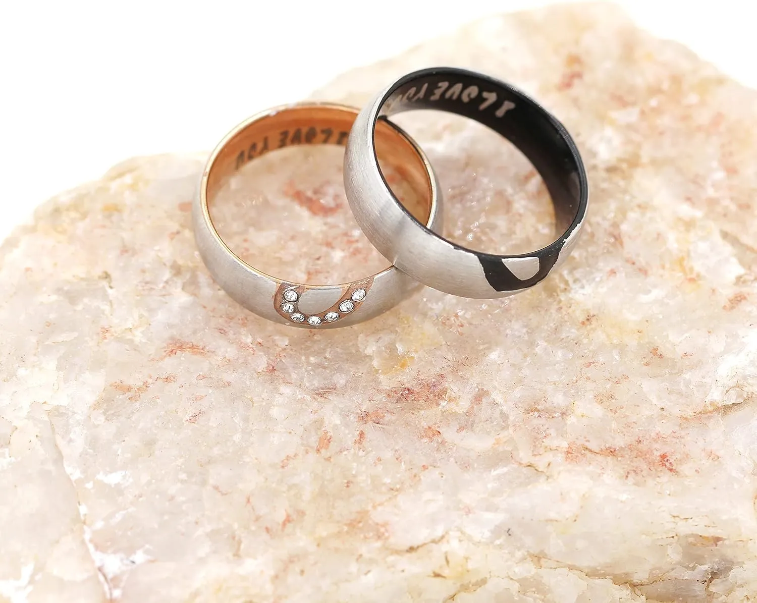 Uloveido I Love You Matching Love Heart Promise Rings for Men Women His Her Wedding Engagement Stainless Steel Rings for friend Boyfriend Y1319
