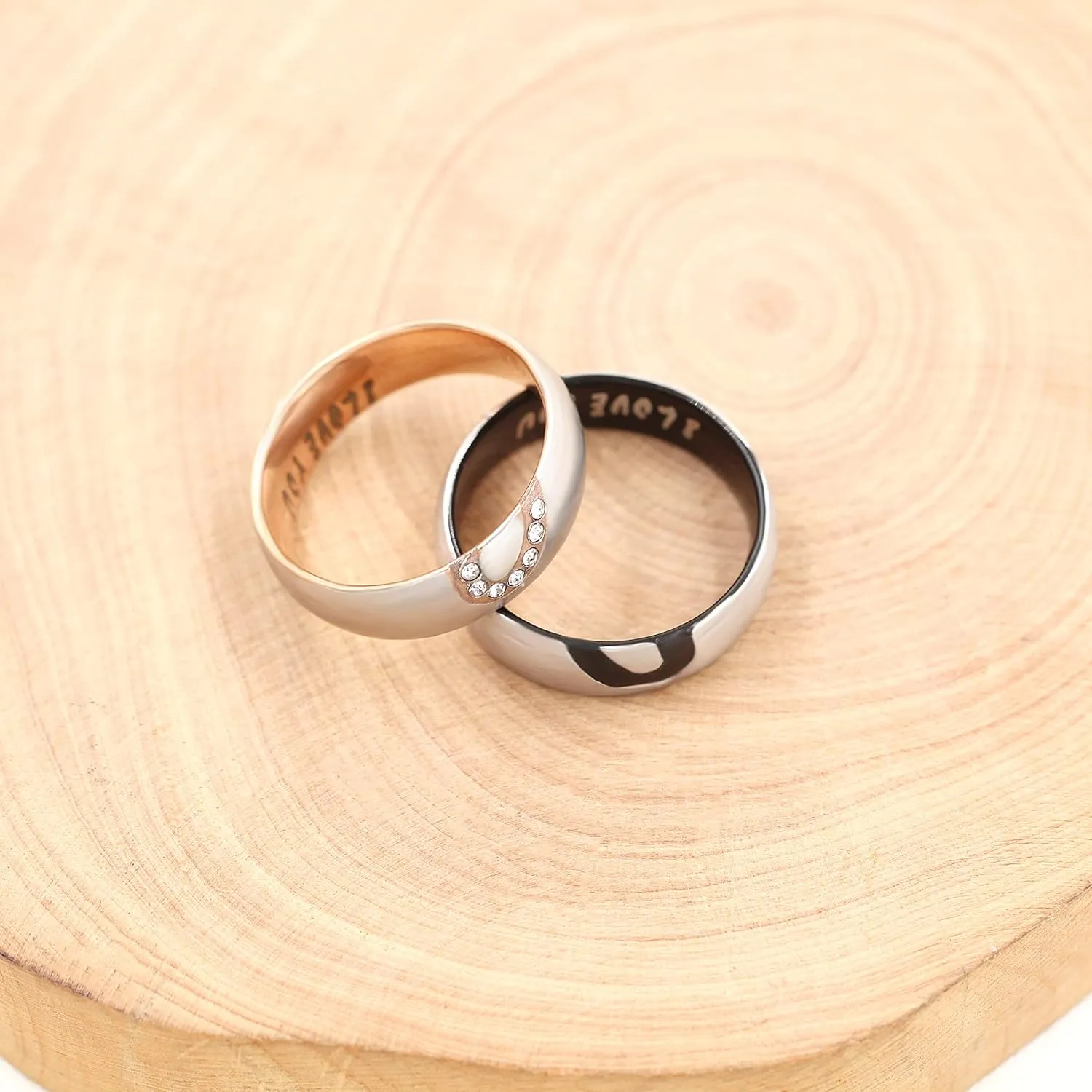 Uloveido I Love You Matching Love Heart Promise Rings for Men Women His Her Wedding Engagement Stainless Steel Rings for friend Boyfriend Y1319