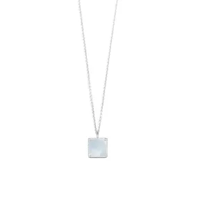 Vintage Lace Square Aquamarine Silver Necklace