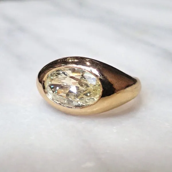 Vintage Oval Diamond Signet Ring