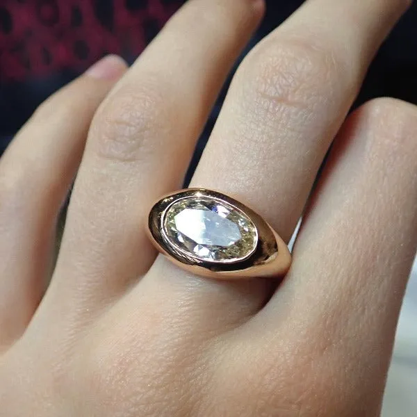 Vintage Oval Diamond Signet Ring