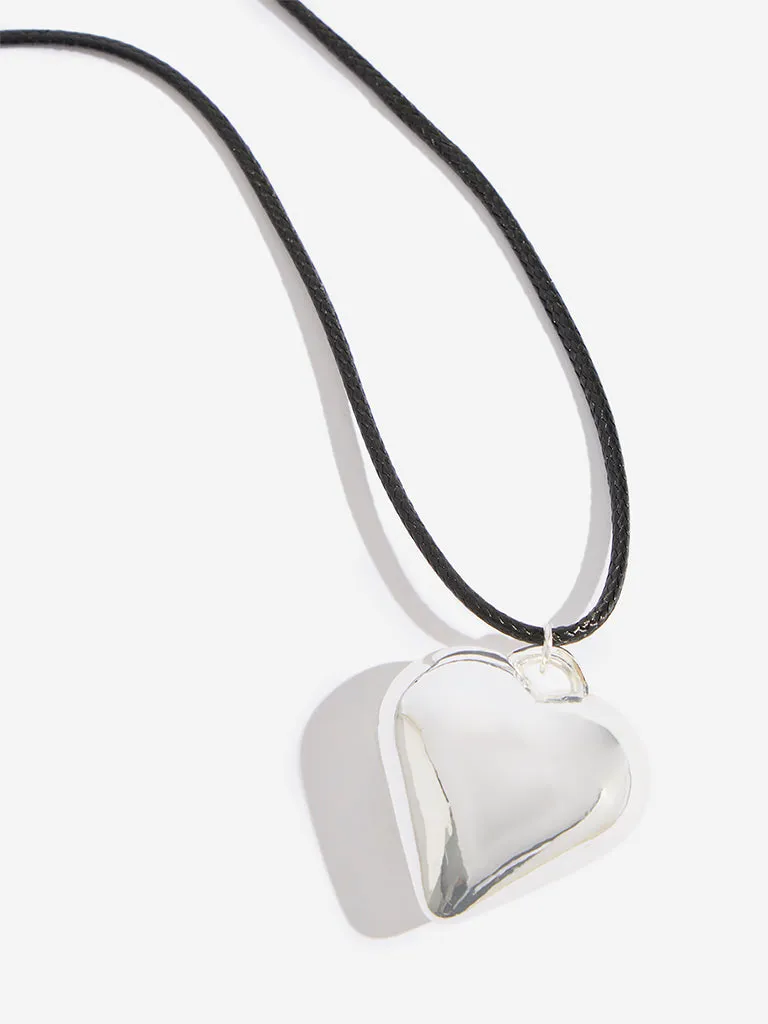 Westside Accessories Silver Heart Pendant Choker