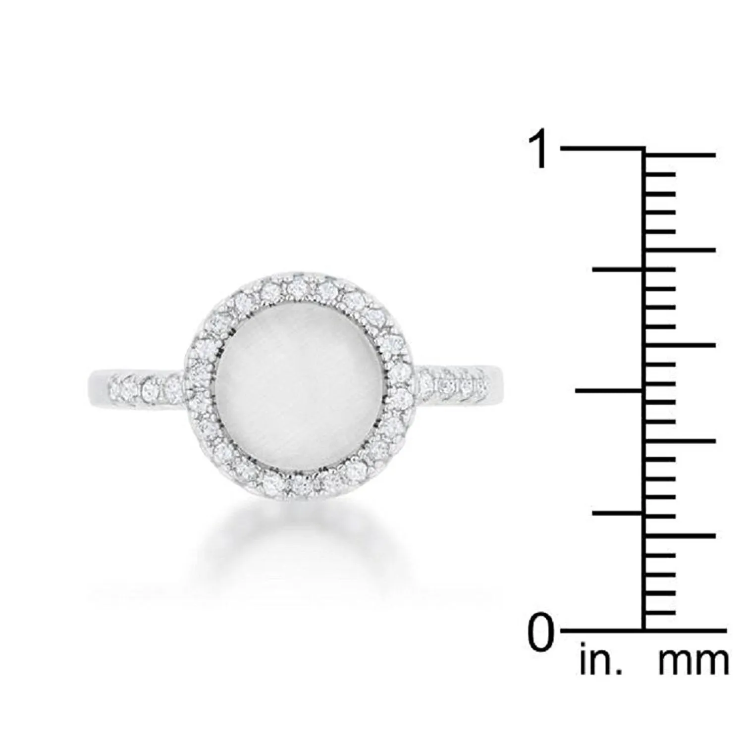 WildKlass 0.3ct CZ White Cat's Eye Rhodium Plated Classic Ring