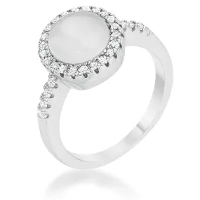 WildKlass 0.3ct CZ White Cat's Eye Rhodium Plated Classic Ring