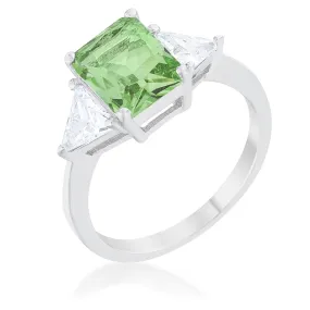 WildKlass Classic Apple Green Rhodium Plated Engagement Ring
