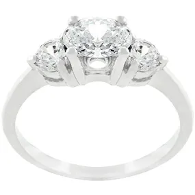 WildKlass Oval Serenade Triplet Ring in Silvertone Finish