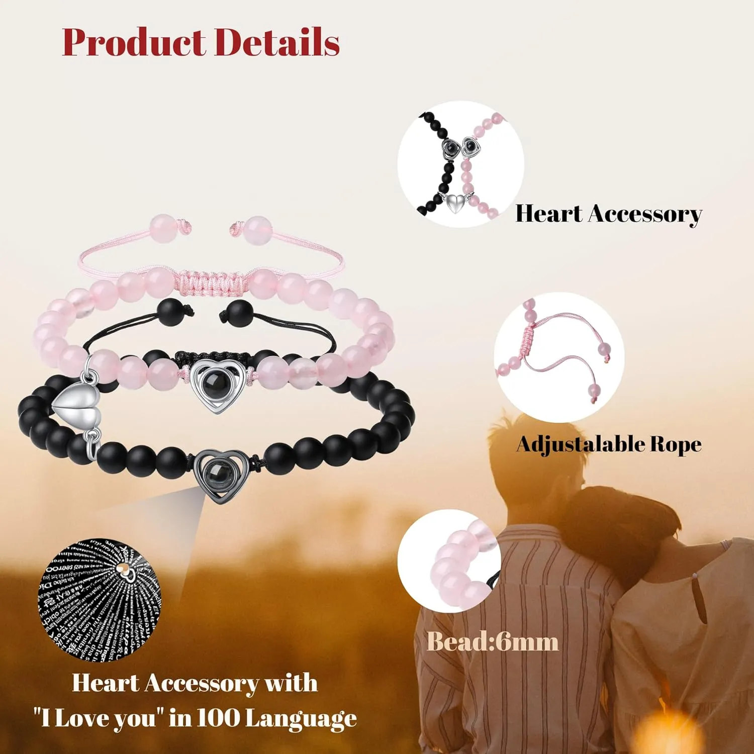 XIANNVXI Couples Bracelets His And Her Matching Bracelets For Couples 100 Languages I Love You Gifts Bracelets Jewelry