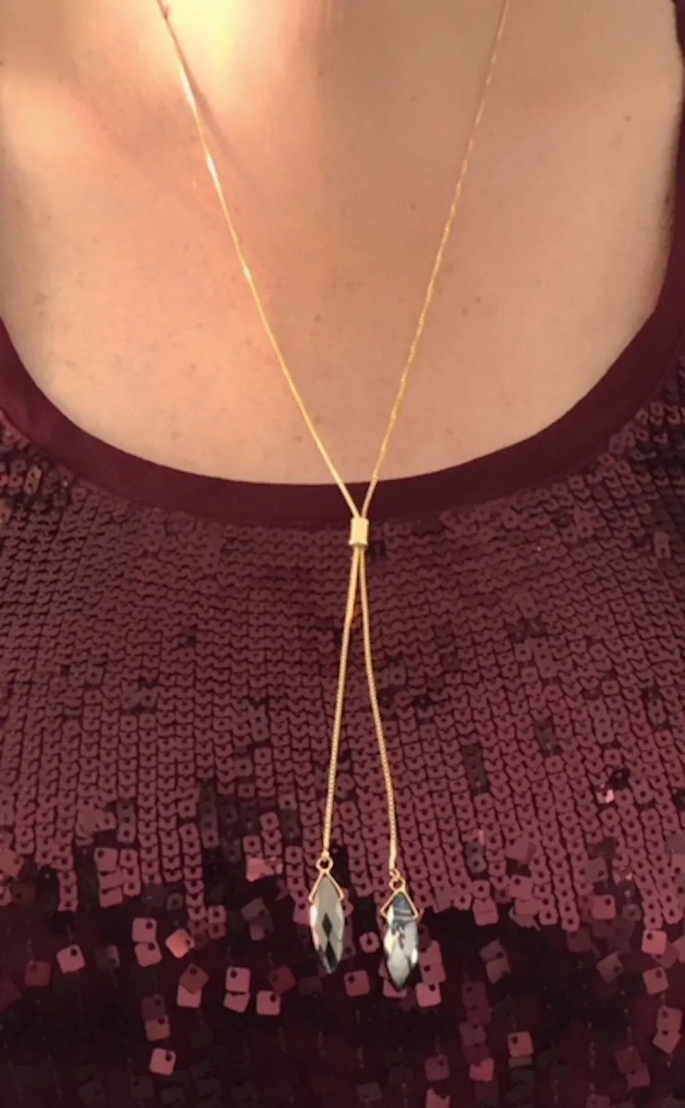 Y Shape Necklace, Lariat Long Necklace Gold, Bolo Necklace, Toggle Slide Chain Choker, Adjustable Fashion Necklace, Long Chain Necklace