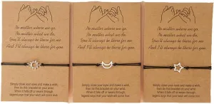 ZAHSY BFF Friendship Bracelets Gift for 3 Sun Moon Star Pinky Promise Bracelets Best Friend Christmas Birthday Gifts for Women Matching Bracelet for Sisters